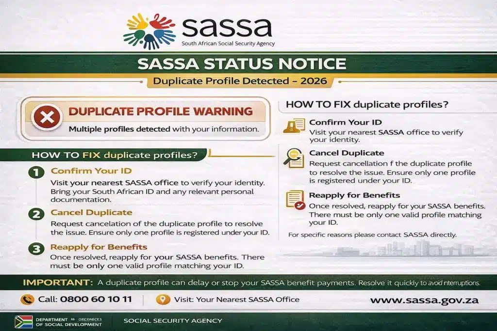 SASSA Duplicate Application Issues & Solutions