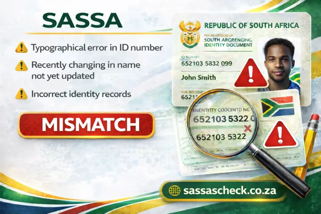 Data Mismatch during sassa grant application submission