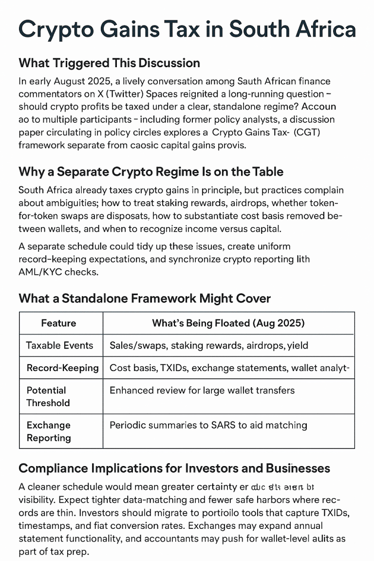 South Africa gains crypto taxation