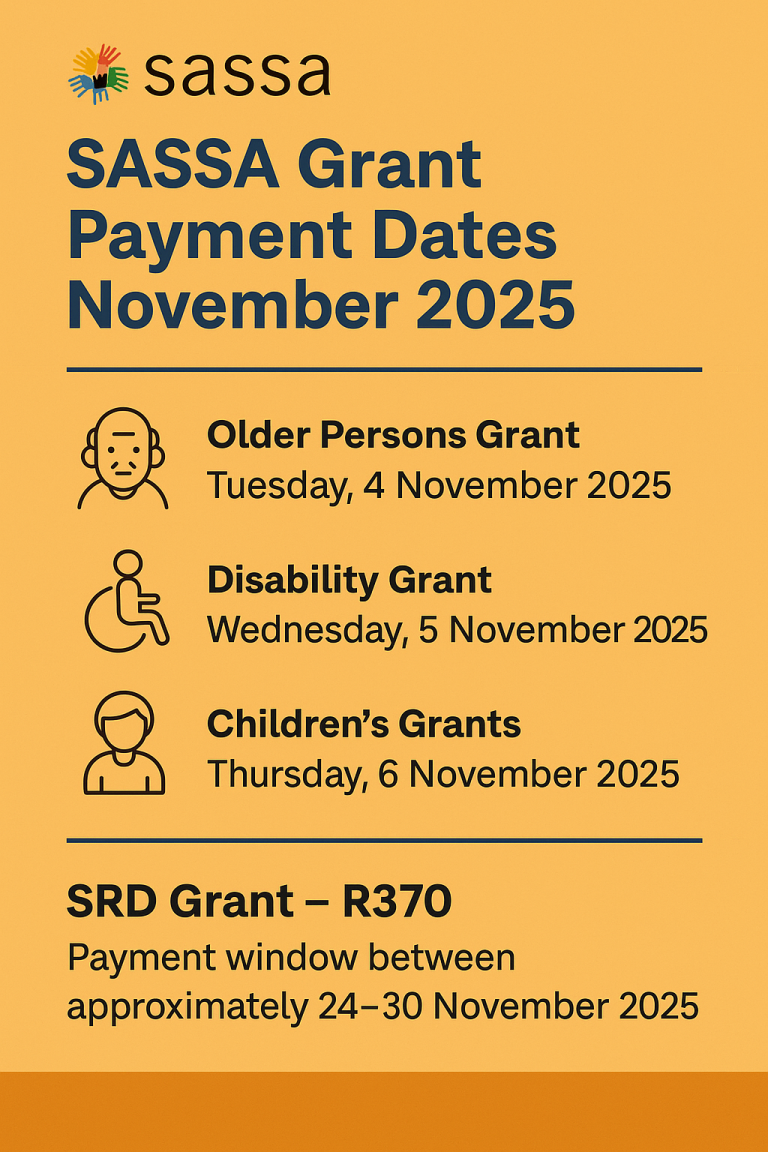 SASSA Payment Dates November 2025