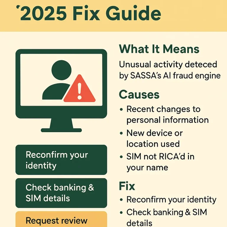 SASSA Automated Fraud Screening Flag: “Pattern Conflict” (2025 Fix Guide)